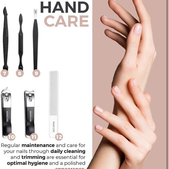 18-in-1 Manicure & Pedicure Set – Stainless Steel Grooming Kit with Cream Case - Picture 3 of 6